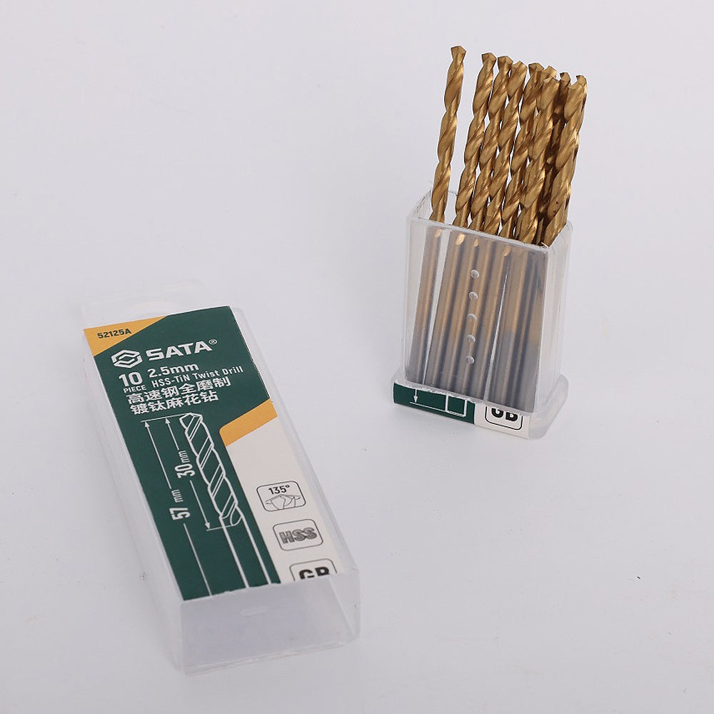 Bộ 10 mũi khoan chuôi tròn SATA